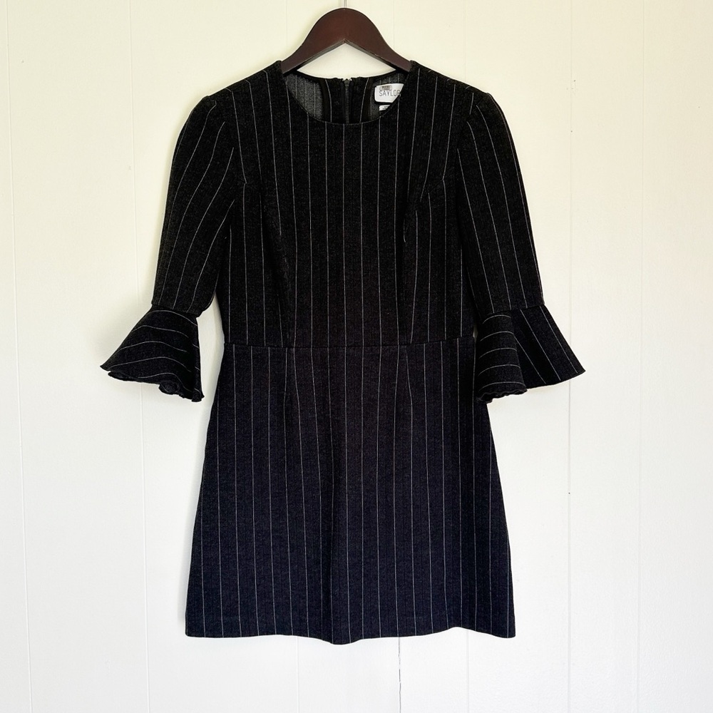 SAYLOR Pinstriped Constance Dress in Black Medium